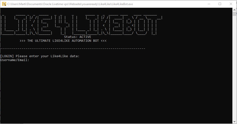 Like4LikeBot Interface
